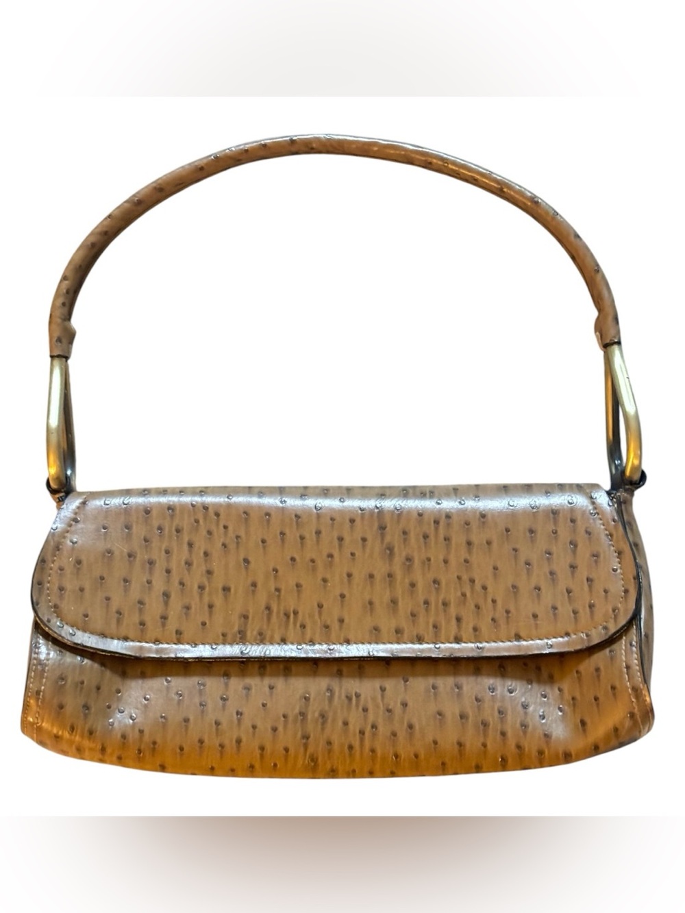 Bueno Tan vintage Faux Ostrich-Embossed Shoulder Bag - like new
